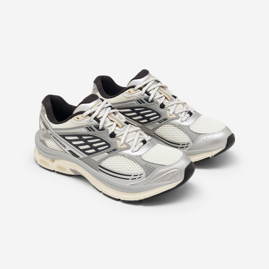 DECATHLON Amorti Polyester Chaussures de Course Baskets Femme, RR2K blanc cassé, gris, noir 
