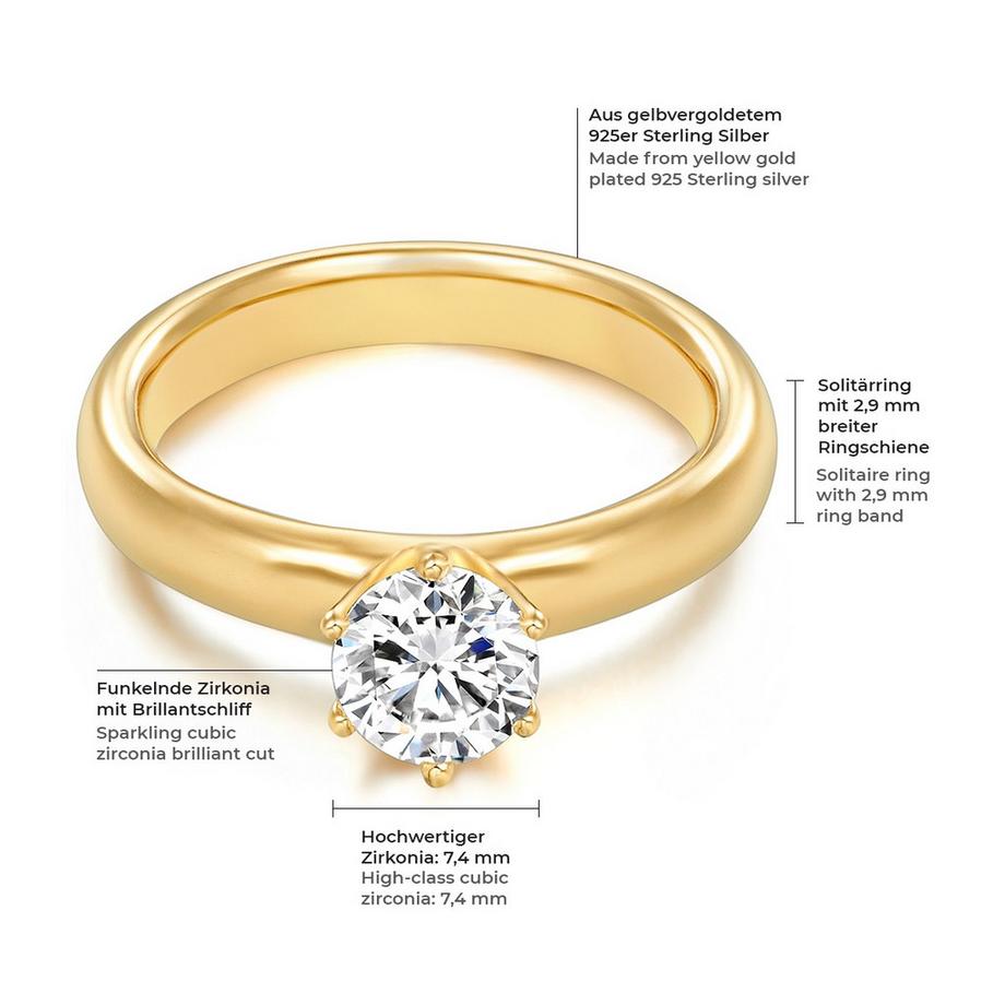 Rafaela Donata  Ring Sterling Silber gelbgold Zirkonia weiß 
