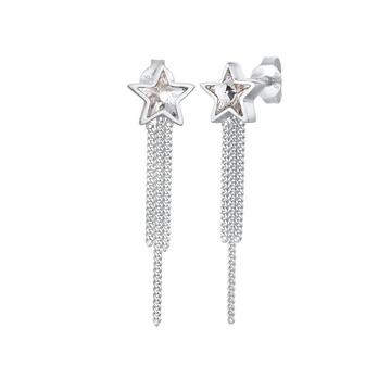 Boucles d'Oreilles Femmes Pendentif D'oreilles Étoile Look De Chaîne Avec Cristaux