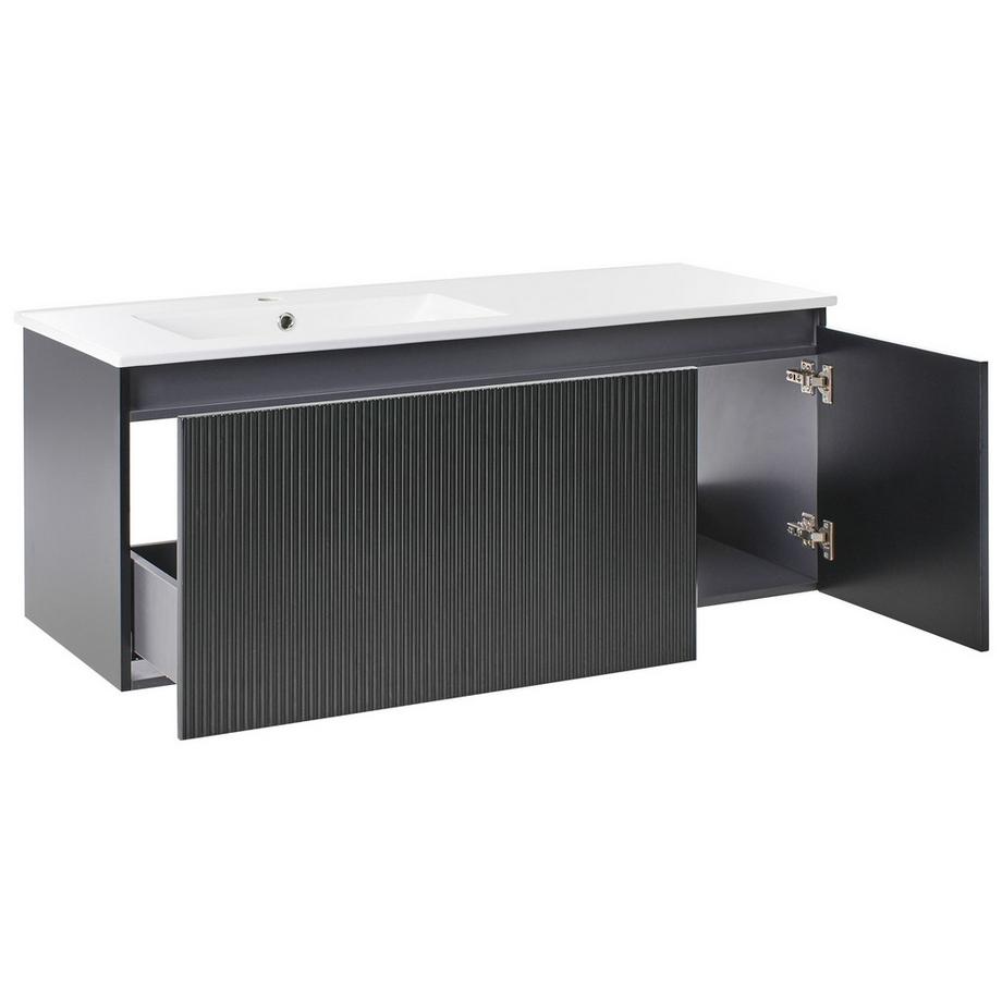 Beliani Wandmontierter Waschtischunterschrank mit Waschbecken aus MDF-Platte Modern TIETE  