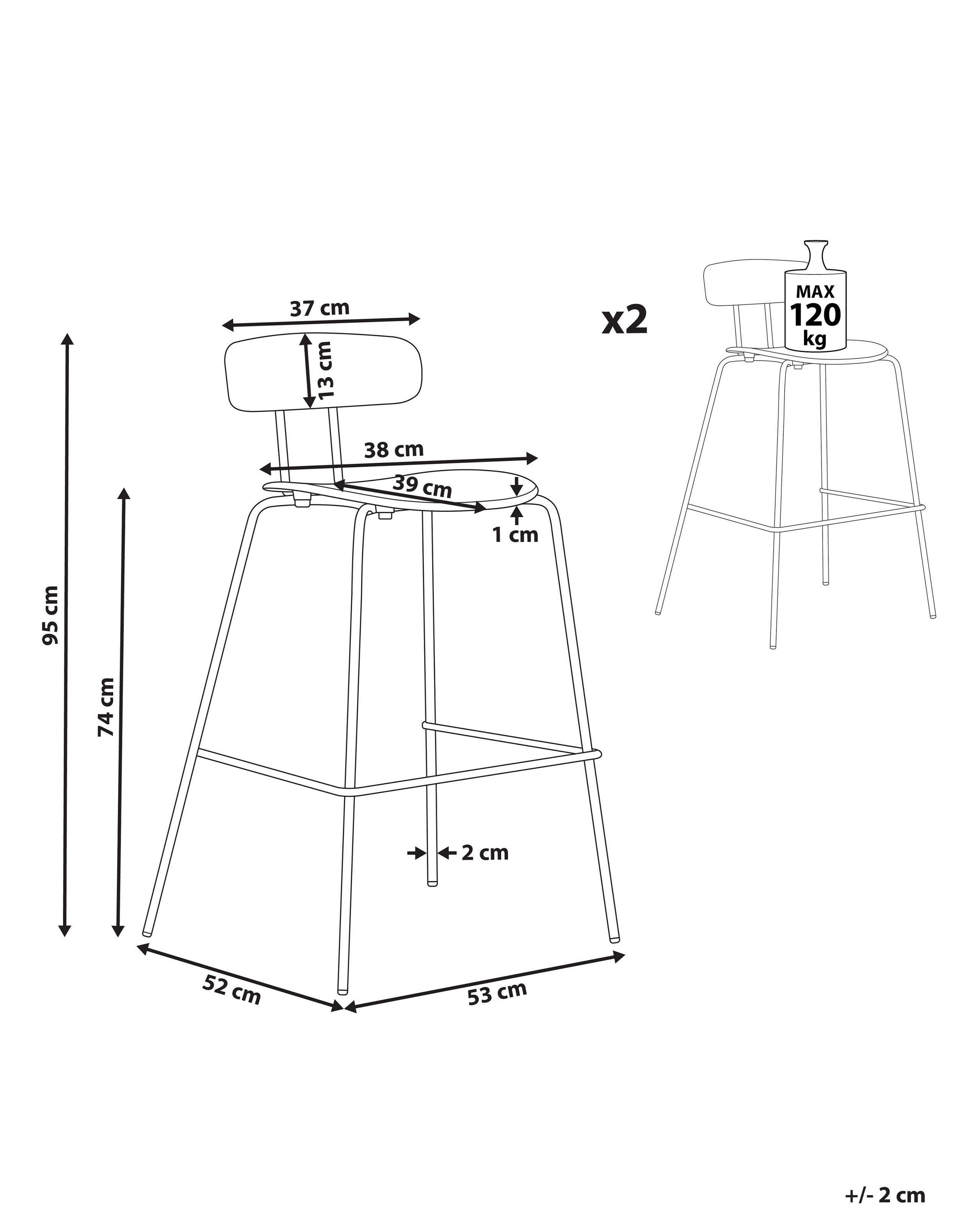 Beliani Set di 2 sedie alte en Materiale sintetico Moderno SIBLEY  