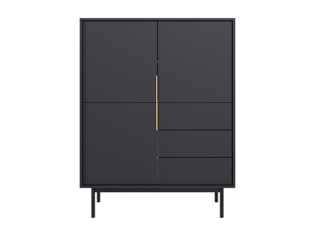 Vente-unique  Credenza alta con 3 ante e 3 cassetti Nero - DABRIANA 