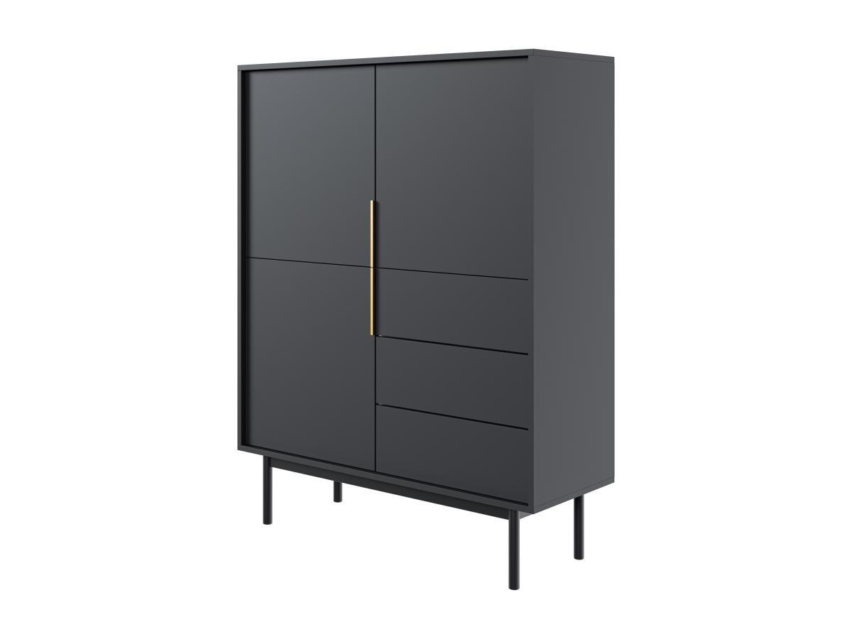 Vente-unique  Credenza alta con 3 ante e 3 cassetti Nero - DABRIANA 