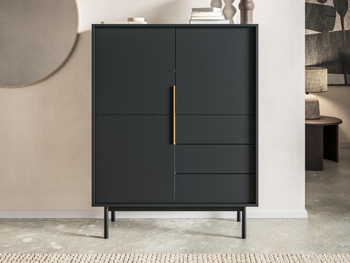 Vente-unique  Highboard mit 3 Türen & 3 Schubladen - Schwarz - DABRIANA 