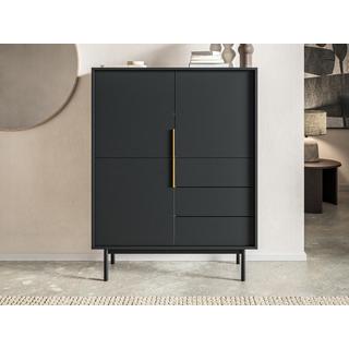 Vente-unique  Credenza alta con 3 ante e 3 cassetti Nero - DABRIANA 