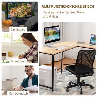 Northix Scrivania a L per casa ufficio con 2 ripiani 138 x 60 x 75 cm naturale  