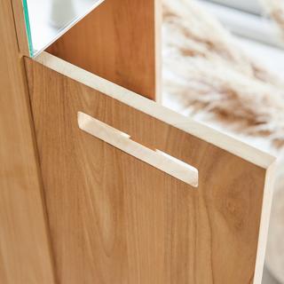 Tikamoon Hochschrank mit Spiegel aus massivem Teak Line  