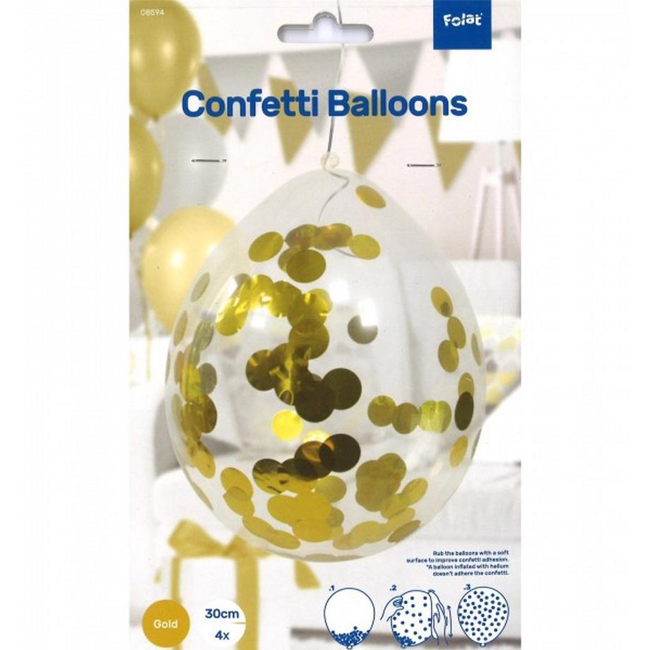 FOLAT  Konfettiballone mit goldenen Konfettis 