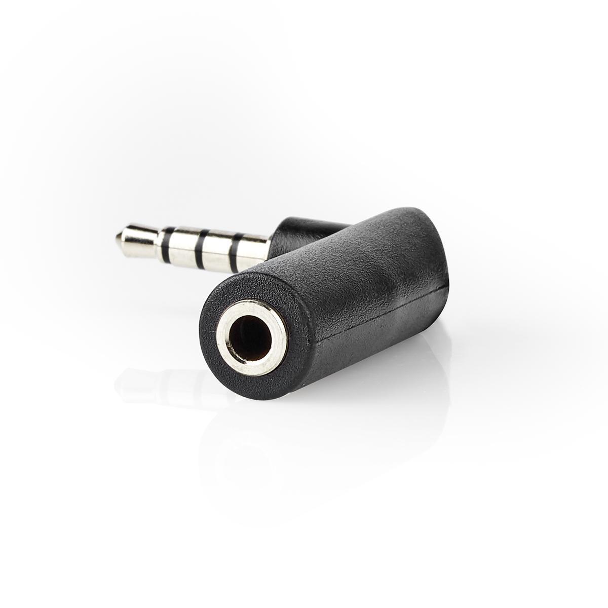 Nedis  Adattatore audio stereo | 3,5 mm maschio | 3,5 mm femmina | Nichelato | Angolato a 90° | Metallo | Nero | 10 pz. | Sacchetto di plastica 