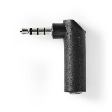 Stereo-Audio-Adapter | 3,5 mm Stecker | 3,5 mm Buchse | Vernickelt | 90° abgewinkelt | Metall | Schwarz | 10 Stück. | Plastikbeutel