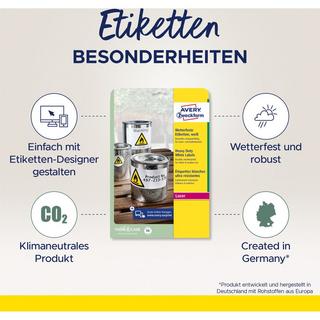Avery-Zweckform AVERY ZWECKFORM Wetterfeste-Etikett. 210x297mm L4775-8 weiss 8 Blatt/8 Stk.  
