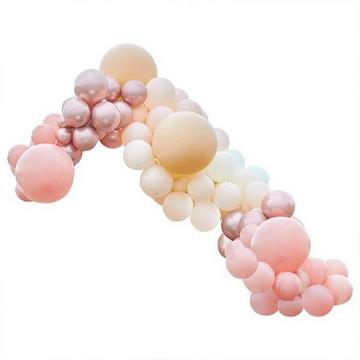 Luxus Set für Luftballongirlande in den Farben Pfirsisch, Nude & Rosegold