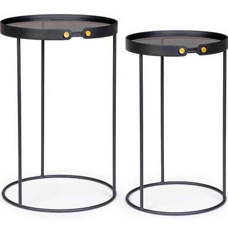 mutoni Table d'appoint Zeina ronde S (lot de 2)  