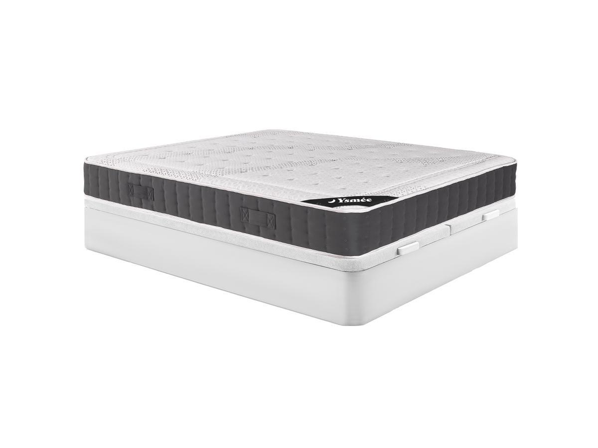 Ysmée Ensemble 180 x 200 cm sommier coffre blanc + matelas ressorts ensachés accueil mémoire de forme ép.27cm - ATLANTIDE de YSMÉE  