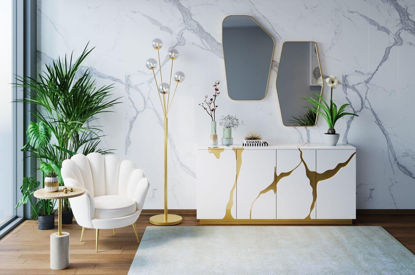 KARE Design Miroir mural Shape Brass 64x95  