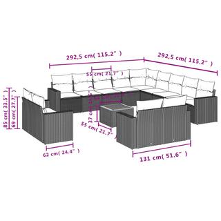 VidaXL Ensemble de canapés de jardin rotin synthétique  