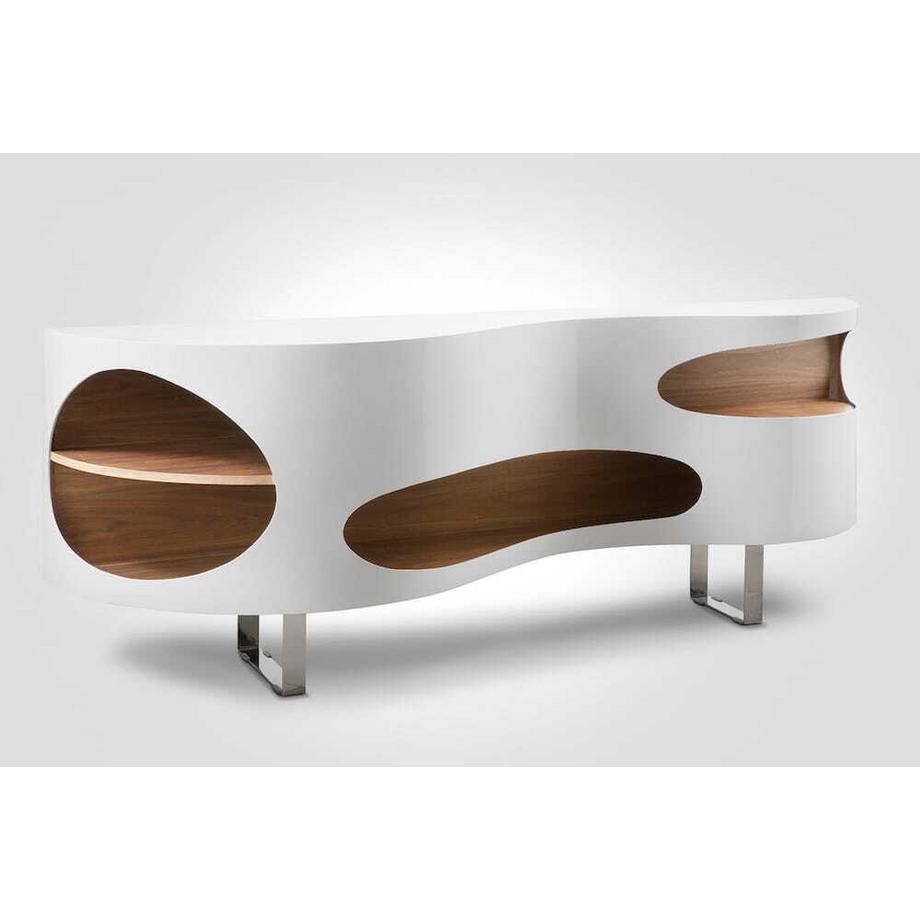 mutoni Sideboard 200x50x75cm weiss-Walnuss  