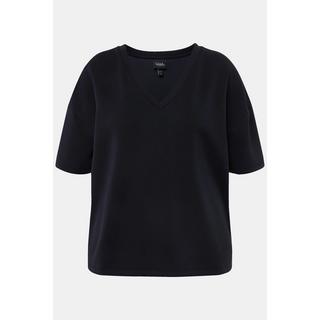 Ulla Popken  Sweat-shirt oversized doux à col V et manches courtes 