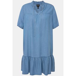 Ulla Popken  Midikleid, Jeansoptik, A-Linie, Stehkragen, Halbarm 