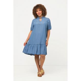 Ulla Popken  Midikleid, Jeansoptik, A-Linie, Stehkragen, Halbarm 