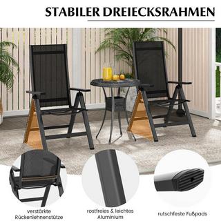 Northix Gartenstuhl Alu wetterfester Klappstuhl mit 7-Fach Verstellbarer Rückenlehne Schwarz (1 Stück)  