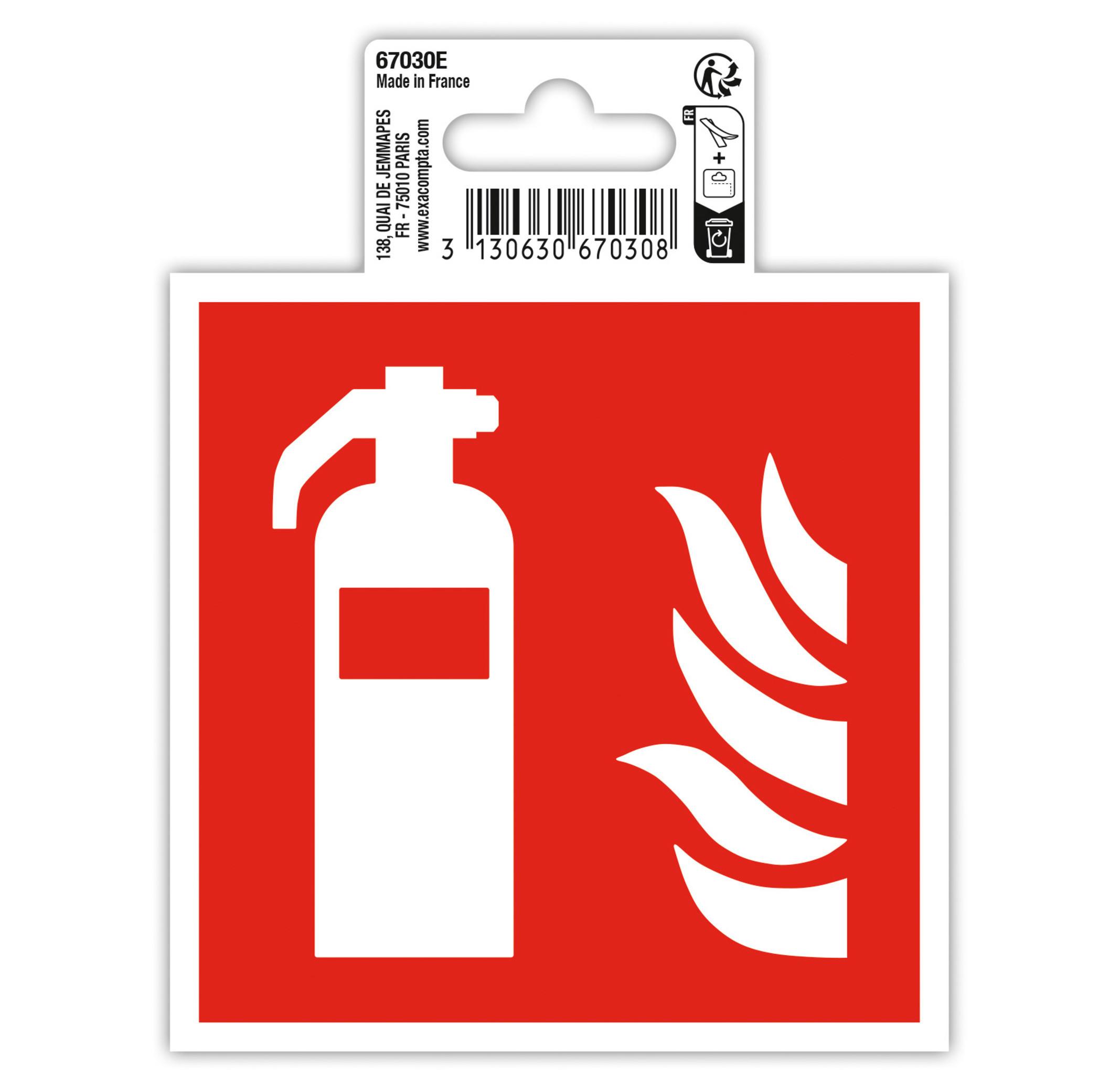 Exacompta Hinweisschild, Feuerlöscher, PVC, selbstklebend und rutschfest, 10x10 cm  