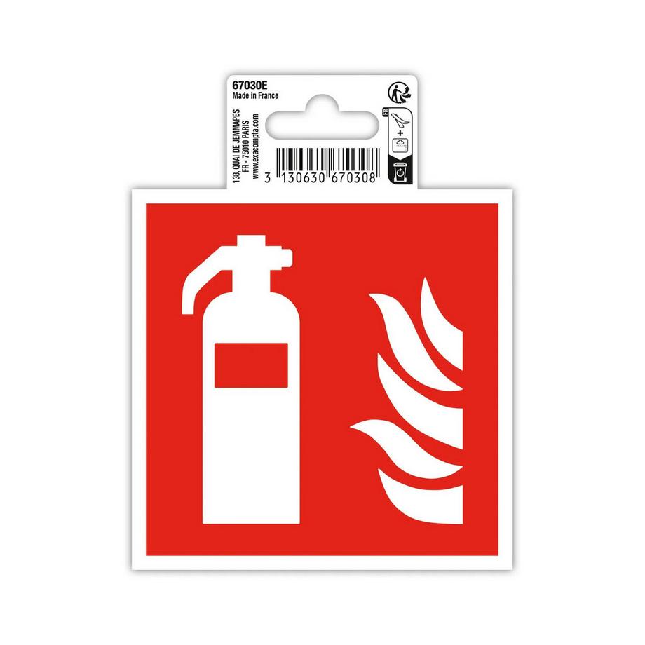 Panneau PVC adhésif antidérapant Extincteur 10x10 cm