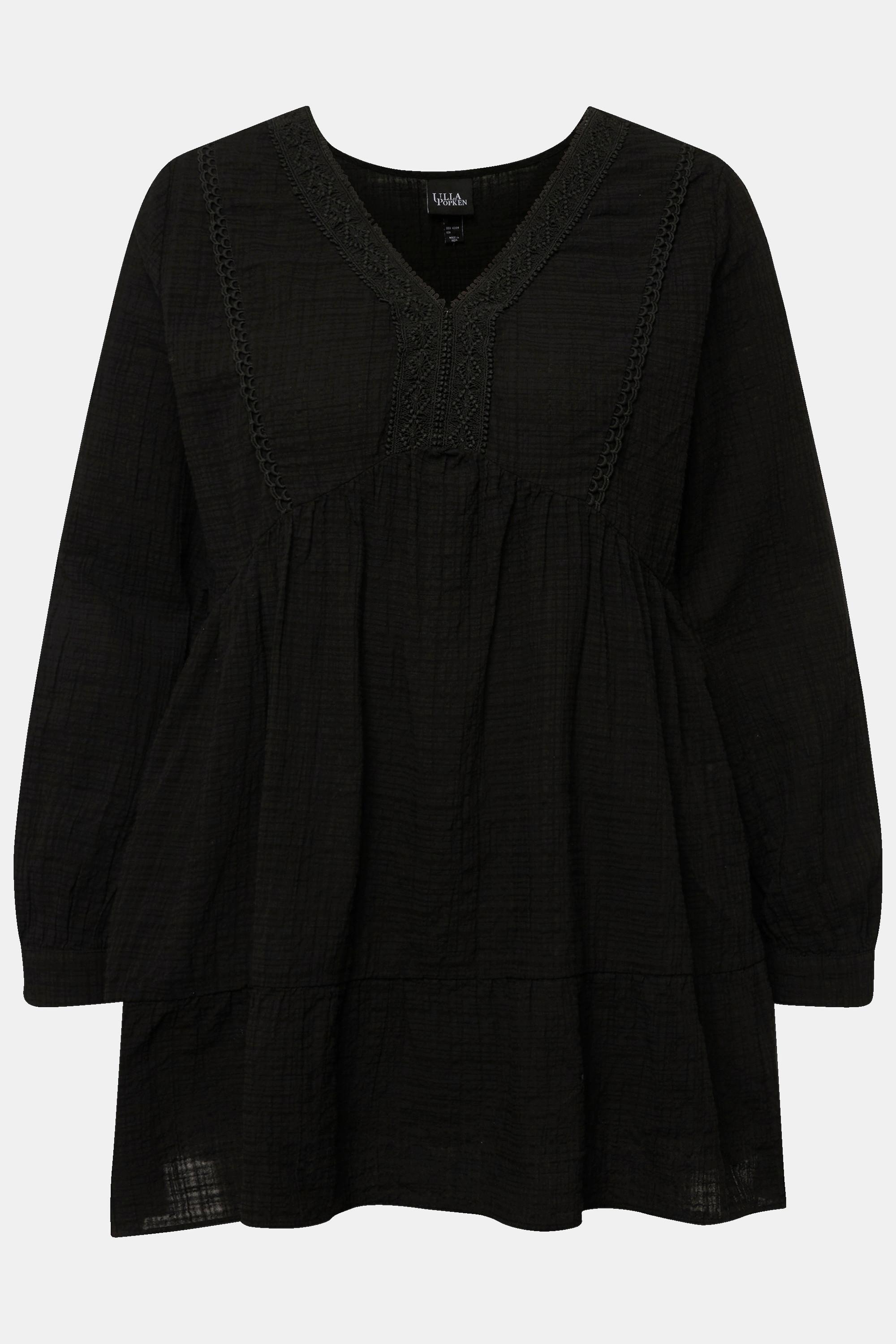 Ulla Popken Spitze A-Linie V-Ausschnitt Langarm Tunika  