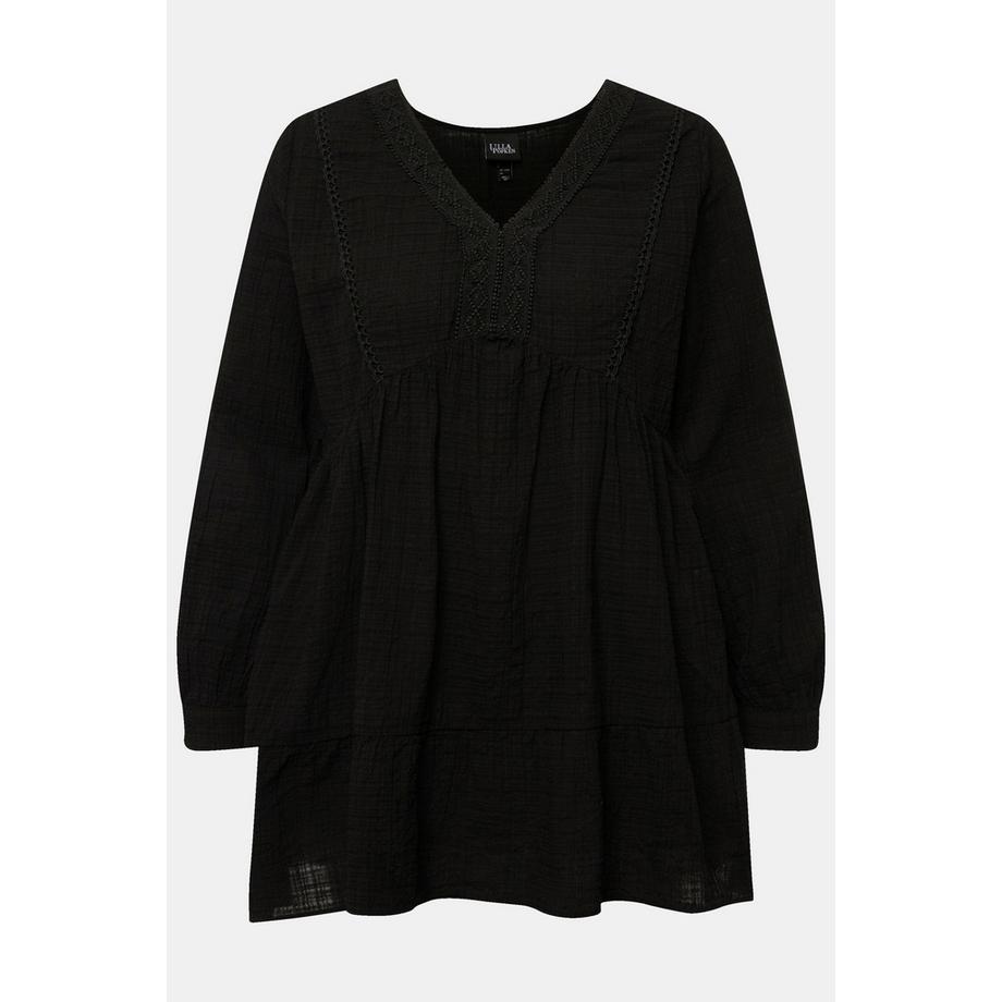 Ulla Popken Tunique dentelle ligne A encolure en V manches longues  