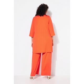 Ulla Popken Gilet long en jersey côtelé coupe ouverte encolure en V  