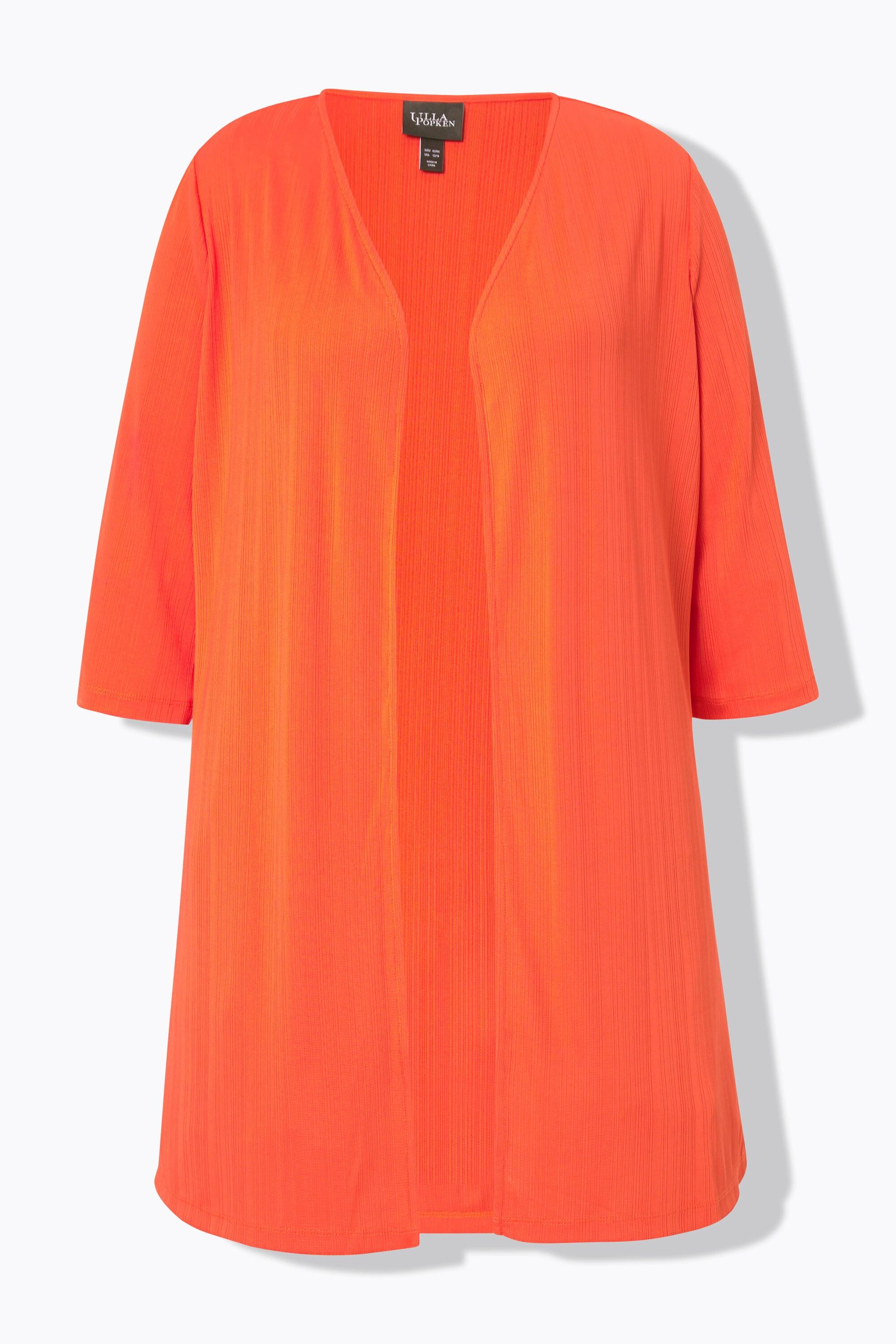 Ulla Popken Gilet long en jersey côtelé coupe ouverte encolure en V  