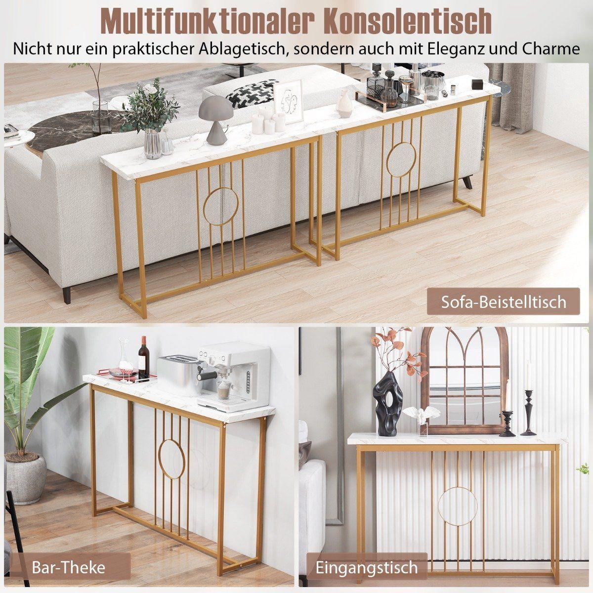 Northio Table console d'aspect marbre avec structure en métal et repose-pieds réglables.  