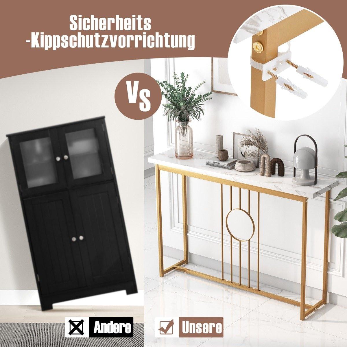 Northio Table console d'aspect marbre avec structure en métal et repose-pieds réglables.  