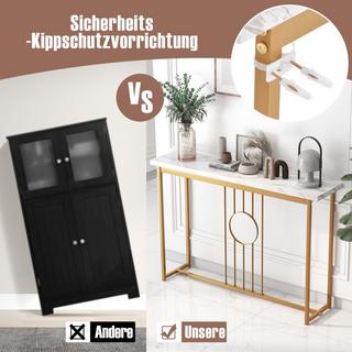 Northio Table console d'aspect marbre avec structure en métal et repose-pieds réglables.  