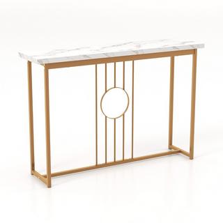 Northio Table console d'aspect marbre avec structure en métal et repose-pieds réglables.  