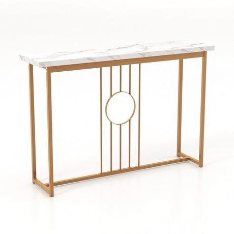Northio Table console d'aspect marbre avec structure en métal et repose-pieds réglables.  