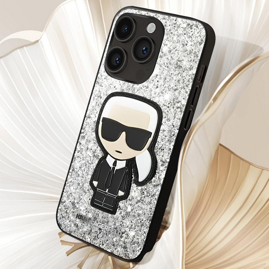KARL LAGERFELD  Cover iPhone 14Pro Glitter Flakes Ikonik 