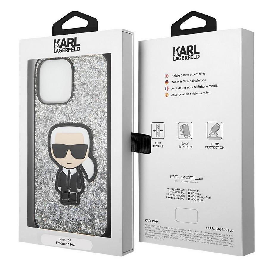 KARL LAGERFELD  Cover iPhone 14Pro Glitter Flakes Ikonik 