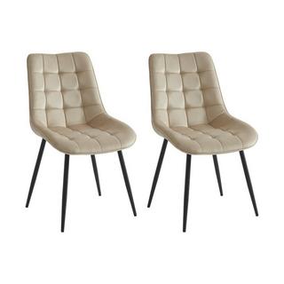 Vente-unique Lot de 2 chaises matelassées - Velours et métal noir - Beige - OLLUA  