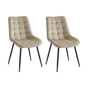 Lot de 2 chaises matelassées - Velours et métal noir - Beige - OLLUA