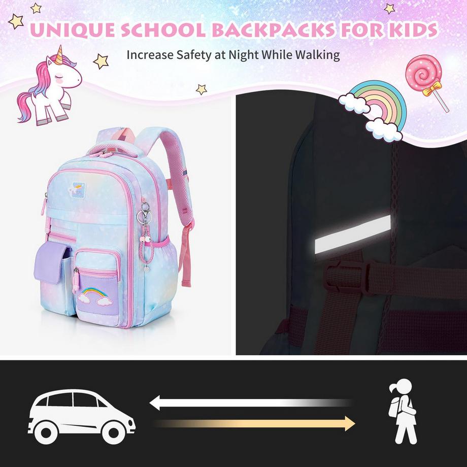 Only-bags.store  Sac à dos pour enfants, sacoche de grande capacité avec boucle de poitrine pour enfants 