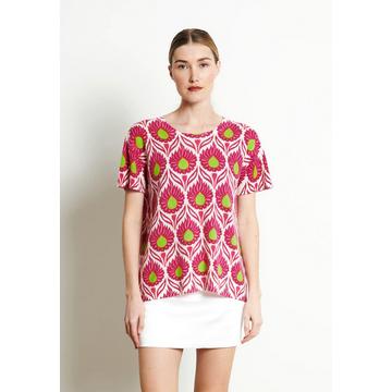 RIA 12 T shirt col rond Imprimé floral - 100% cachemire