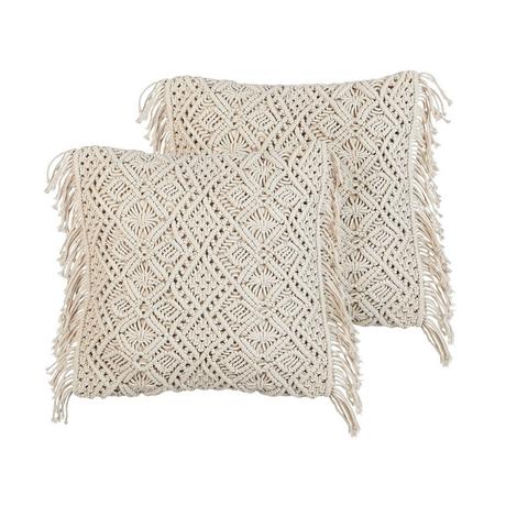 Beliani Lot de 2 coussins en Coton Boho PATTAN  