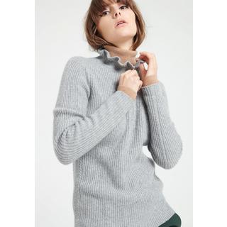 Studio Cashmere8  MIA 4 Pullover mit Falbala-Kragen und Reißverschluss - 100% Kaschmir 