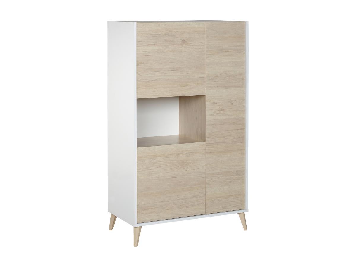 Vente-unique Credenza alta con 3 ante e 1 nicchia Quercia e Bianco KOLYMA  