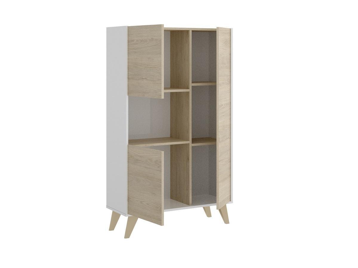 Vente-unique Credenza alta con 3 ante e 1 nicchia Quercia e Bianco KOLYMA  