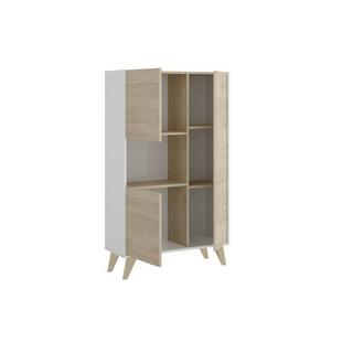 Vente-unique Credenza alta con 3 ante e 1 nicchia Quercia e Bianco KOLYMA  