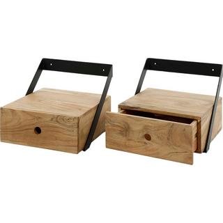 mutoni Table de chevet Strip acacia naturel (lot de 2)  