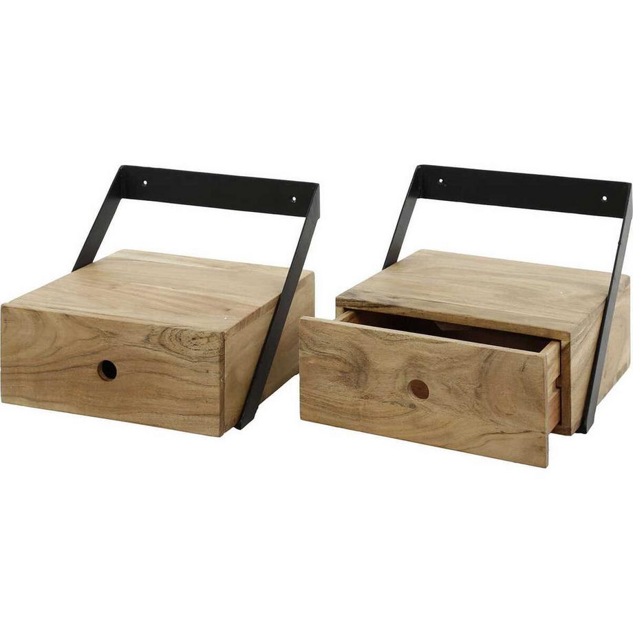 Table de nuit Strip acacia naturel (lot de 2)