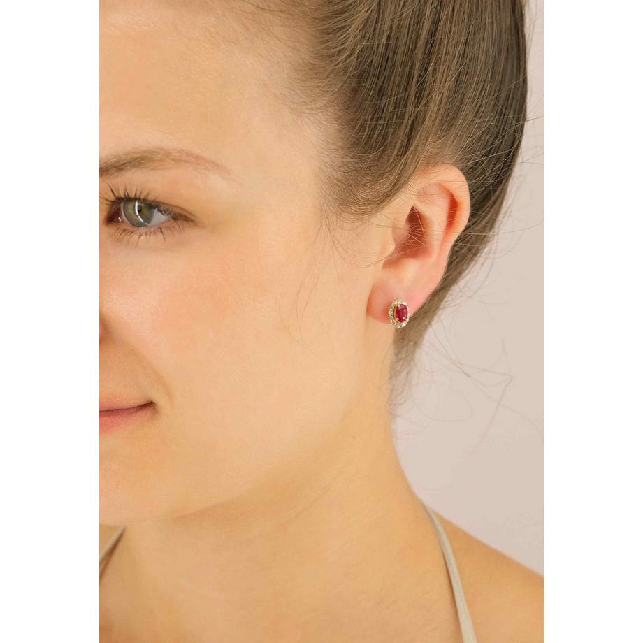 MUAU Schmuck  Ohrringe Gelbgold 750 Rubin 1.11.00ct. Brillanten 0.48ct. 10mm 